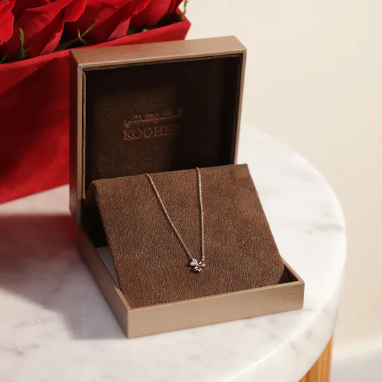 Kooheji Jewellery Flower Petals Rose Gold Diamond Necklace | Crimson Love Rose Box