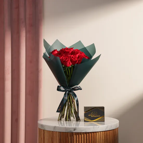 Dar Al Sabaek Gold | Attractive Red Roses Bouquet