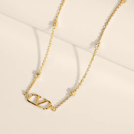 Valentino Garavani Mini Vlogo Signature with Swarovski Crystals Necklace