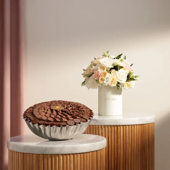 Abucci Elegant Chocolate Silver Tray | Blissful Flowers