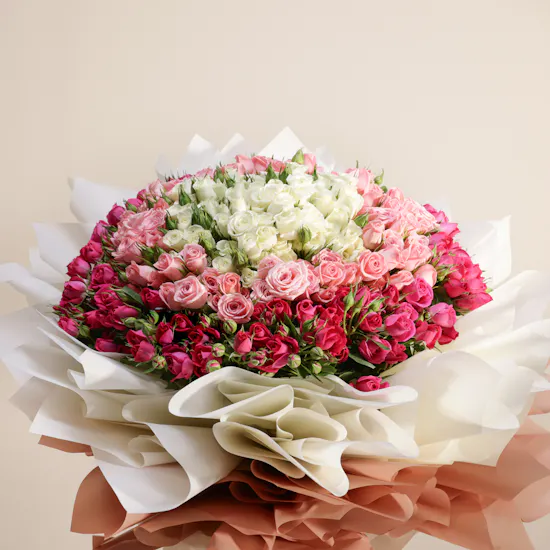 Vibrant Colorful Baby Rose Bouquet | 75 Flowers