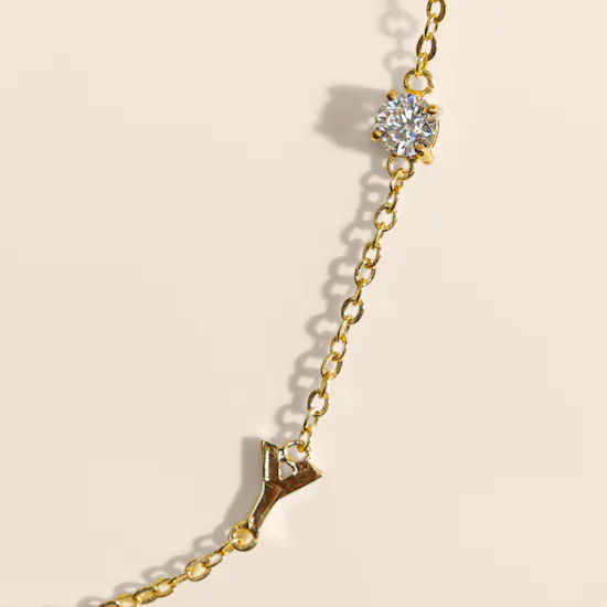 Hrh Letter Y Gold Plated Necklace
