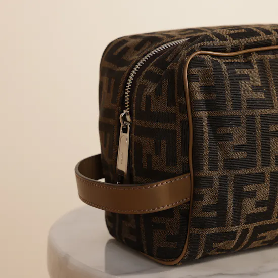 Fendi Toiletry Jacquard Brown Case