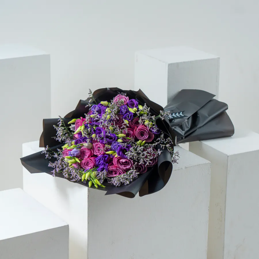 Purple Flowers | Black Wrap 1