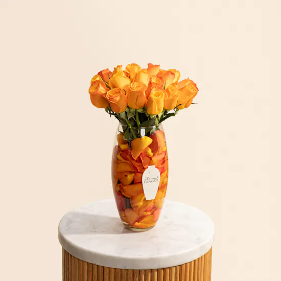 Radiant Orange Rose Vase
