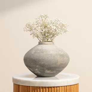 Ukiyo White Gypsophila Rustic Roots Vase