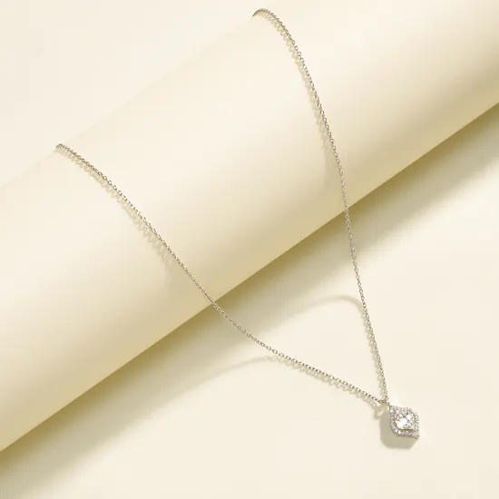 Gold Land Leaf Shape Diamond Necklace