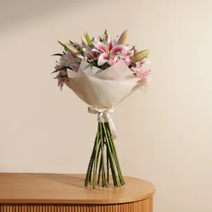 Blushing Pink Lily Bouquet | 18 Flowers Blushing Pink Lily Bouquet | 18 Flowers