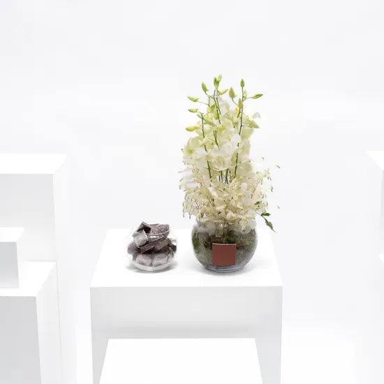 Floward Mixed Chocolates | White Blooms Vase