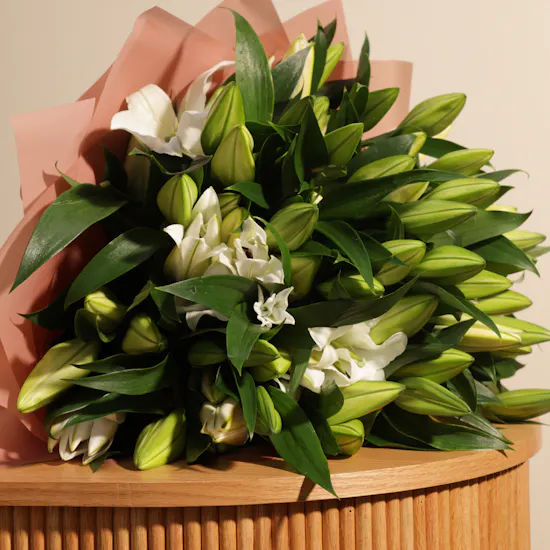 Purest Dawn White Lilies | 25 Flowers