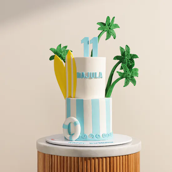 NQ's Bakery Palm and Beach Personalized Cake
