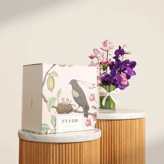 Anoosh It's A Girl Luxurious Chocolate Tray | Festive Flower Vase
