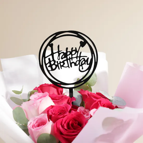 Happy Birthday Pink Rose Bouquet
