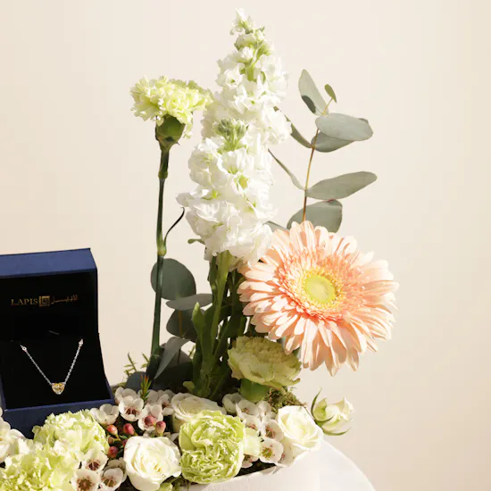 Lapis Yellow Heart Stone Diamond Necklace | Astounding Flower Box