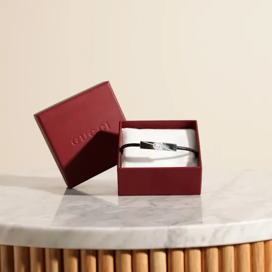Gucci Interlocking Leather Men Bracelet