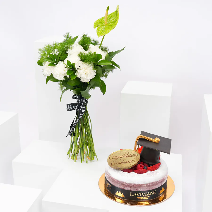 Laviviane Red Velvet Graduation Cake | White Carnation 6