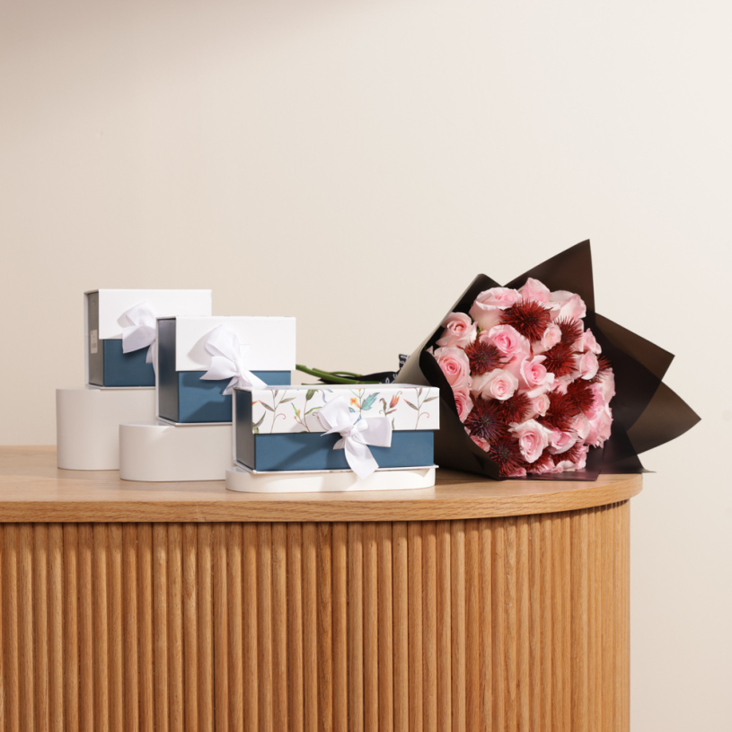 ثلاثي الاستراخاء من فلاورد | باقة جوري وردي