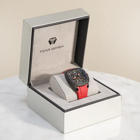 Tsar Bomba Dark Matter Automatic Carbon Fiber Red Men's Watch