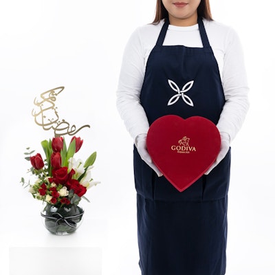 Godiva Red Heart & Flowers Vase