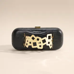 Rula Galayini Black Waltz Lizard-Print Women’s Clutch