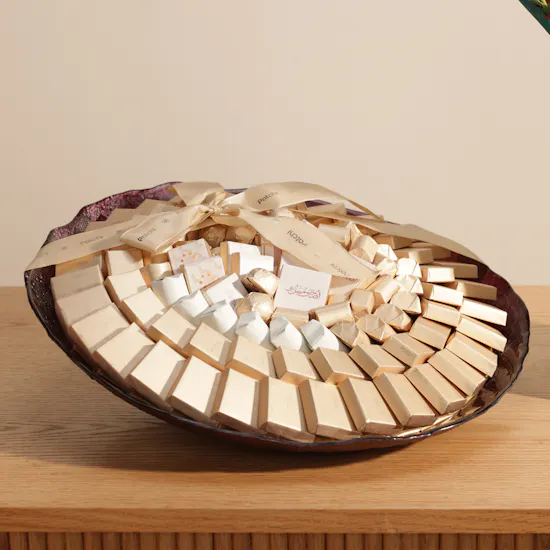 Patchi Eid Al Adha Chocolate Purple Glass Tray | Charming Flower Bouquet