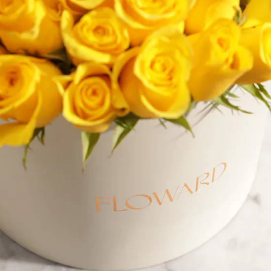 Enlightened Yellow Roses Flowers Box | 55 Flowers