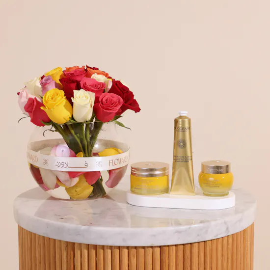L'Occitane Immortelle Skincare Set | Softly Spoken Flower Vase