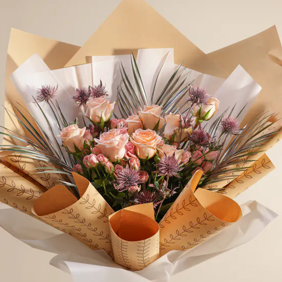 Peachy Elegance Flowers Bouquet