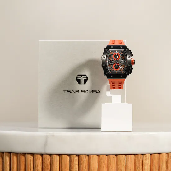 Tsar Bomba Elemental Quartz Black Orange Men's Watch