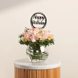 Happy Birthday Roses Vase