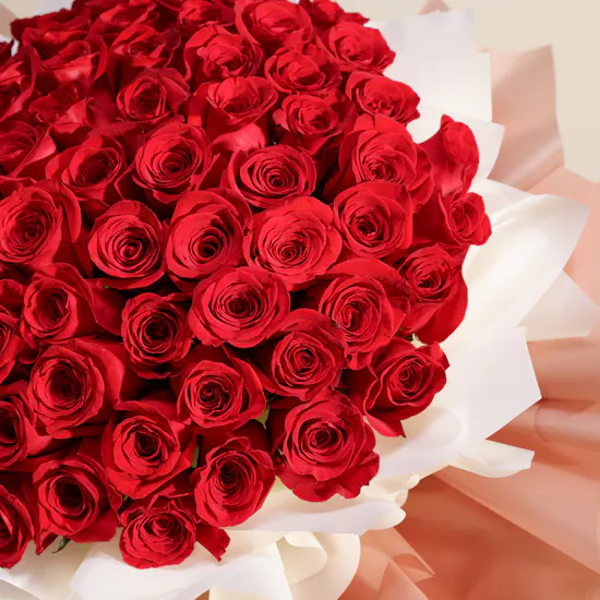 Romantic Red Roses Bouquet | 75 Flowers