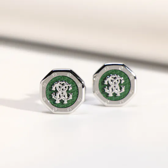 Roberto Cavalli Silver & Green Men's Cufflinks