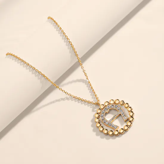 Aigner Gold-plated A-logo Circle Necklace