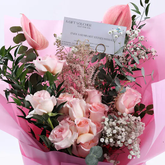 Sparadise Hot Stone Massage Voucher | Pinkish Bouquet