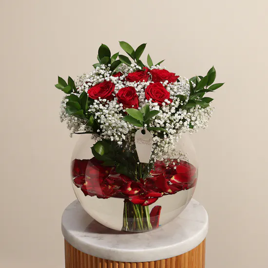 Red Beautiful Flowers Vase