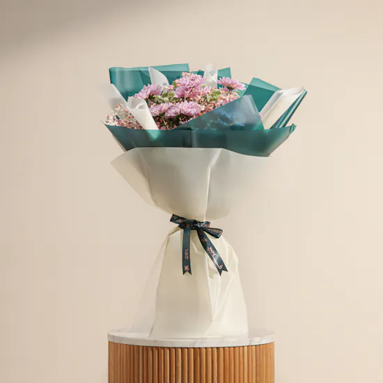 Shiny Pink Chrysanthemum Bouquet