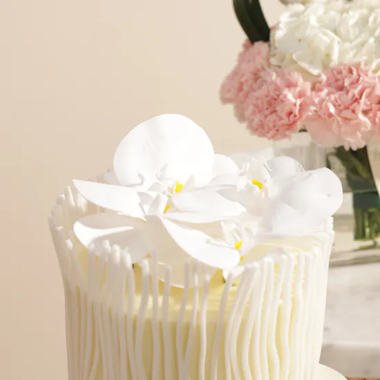 Laviviane Personalized White Orchid Engagement or Wedding Cake | Pride Flower Vase