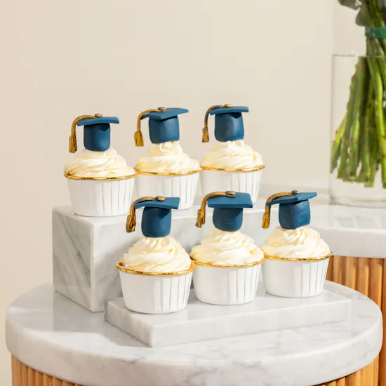 Floward Graduation Blue Hat Cupcakes | Uplifting Flower
