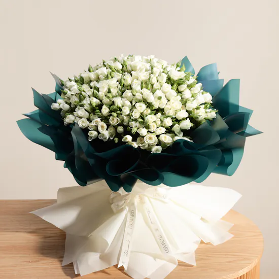 Pure White Baby Roses Bouquet | 75 Flowers