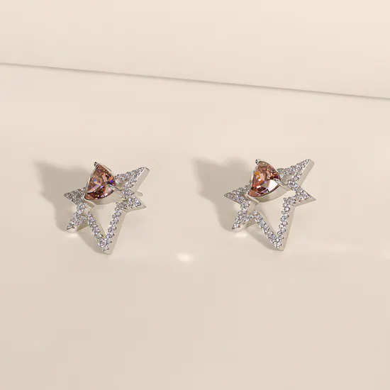 Floward Pink Star Silver Women's Earrings
