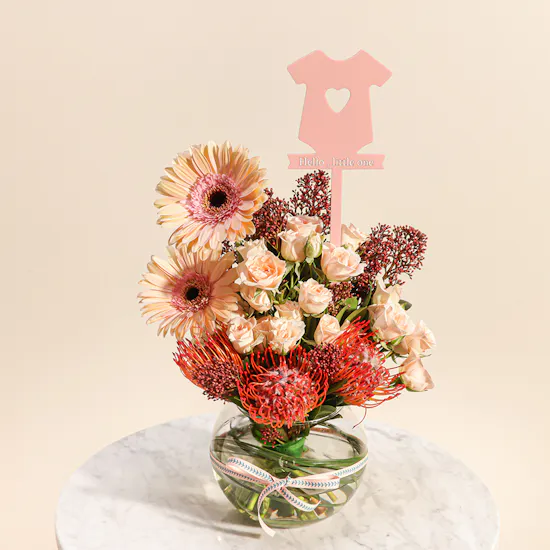 Welcome Baby Girl Flowers Vase