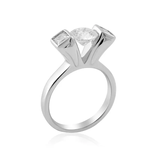 Silver Solitaire Moissanite Ring Size 8