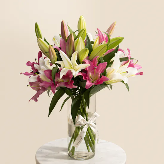 Pink & White Lilies Vase
