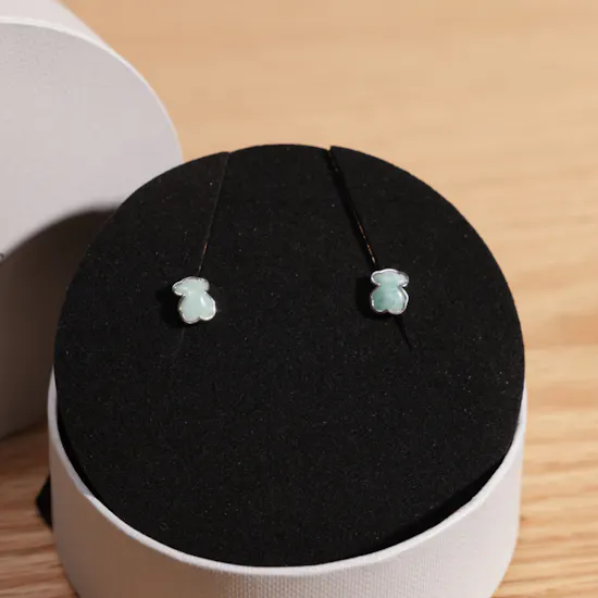 Bear Silver Color Earrings with Amazonite by Tous