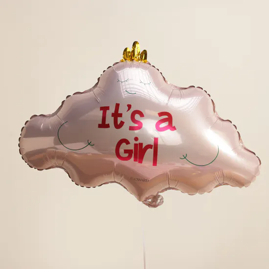 Godiva Baby Girl Chocolates with Flowers Beneath a Pink Cloud