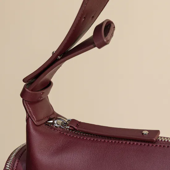 Armani Exchange Large Burgundy Shoulder Bag with Side Pockets