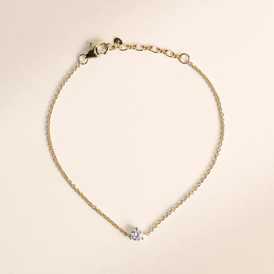 Tai Jewelry Gold-plated Chain Women's Bracelet with Cubic Zirconia Stone