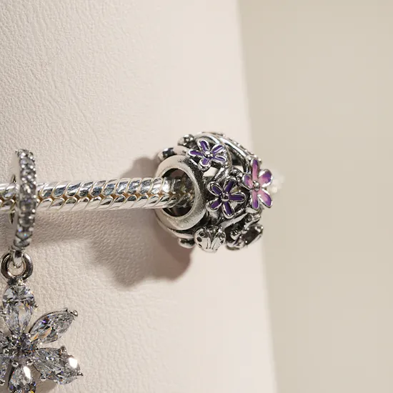 Pandora Faceted Snake Chain Bracelet with Dangle Charm Set
