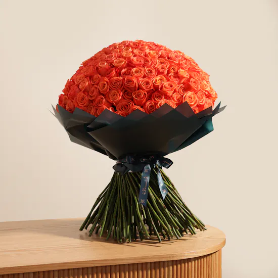 Orange Roses Bouquet | 250 Flowers