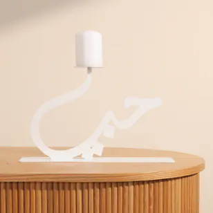 Flowerd My Love White Candle Holder with Candle